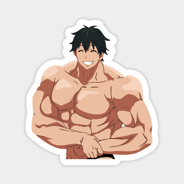 How Many Kilograms are the Dumbbells You Lift? - Machio Pose Anime Gift Magnet by Dokey4Artist