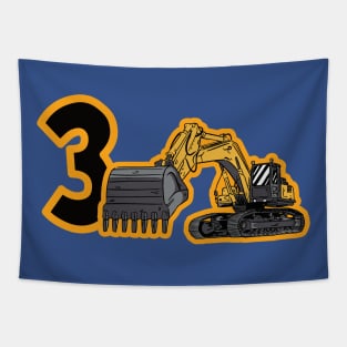 3rd Birthday Tshirt Excavator Birthday Tapestry