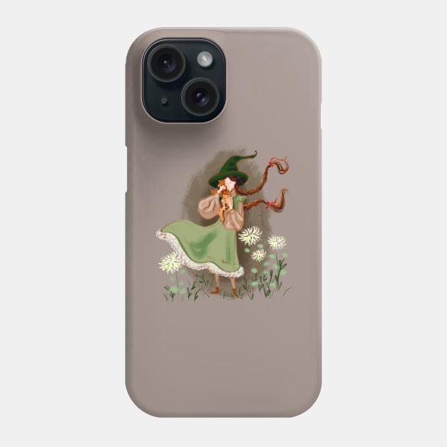 Woodland Witch with foxes Phone Case by Orangerinka