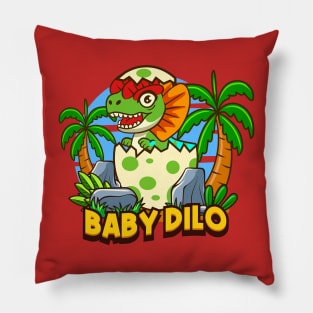 Cute Dilophosaurus Dino Cartoon Pillow