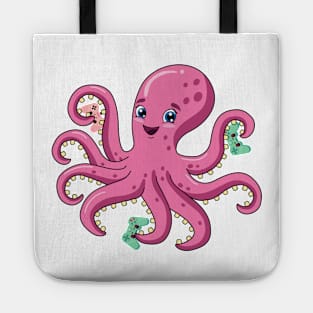 Cute Octopus Gamer With Four Video Game Controllers Tote