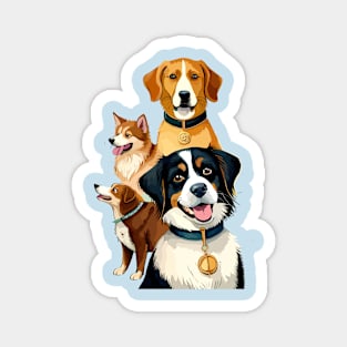 Watercolor funny dog pack Magnet