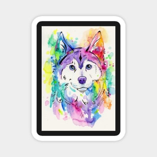 Happy - Siberian Husky Dog Art Magnet