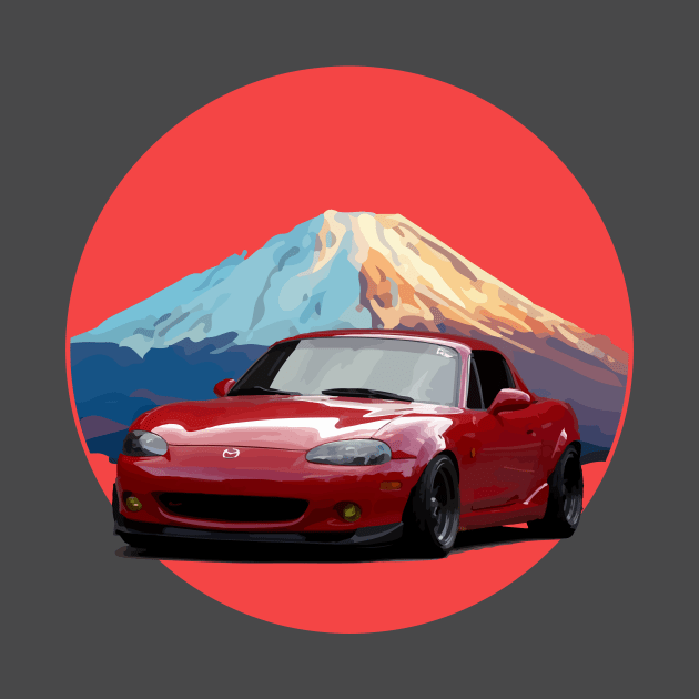 Simple Red NB Mazda Miata/MX-5 - Mount Fuji Jinba Ittai Roadster Life by mudfleap