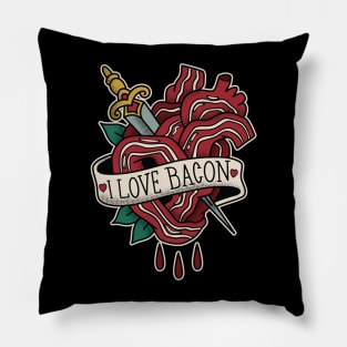 I love Bacon - Tattoo Inspired graphic Pillow