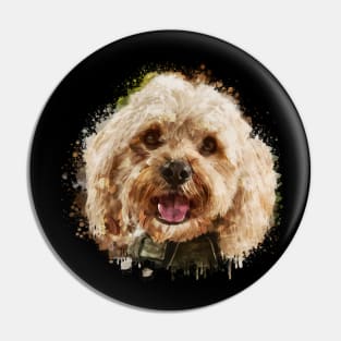 Cavapoo watercolor Pin