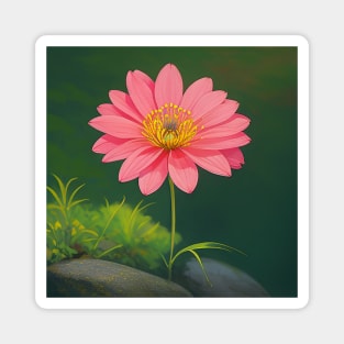 Closeup of a Lovely Pink Flower Magnet