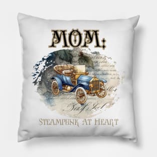 Mom: Steampunk At Heart  Vintage Car - Golden Version Pillow