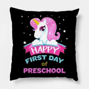 Back To School Trendy Unicorn Gift For Girls - Happy First Day Of Preschool Pillow