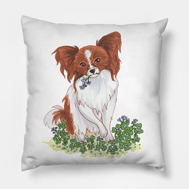 Papillon and Clover Pillow by MayLinnArt