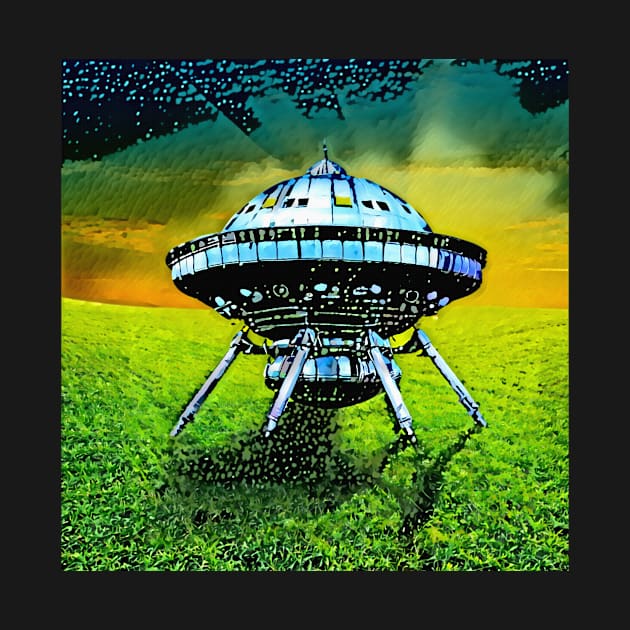 Cool UFO on lawn by BradshawArt