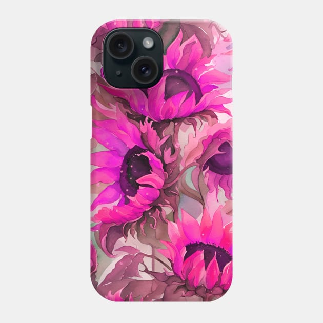 Pink Flowers Sunflowers Floral Art Phone Case by LittleBean