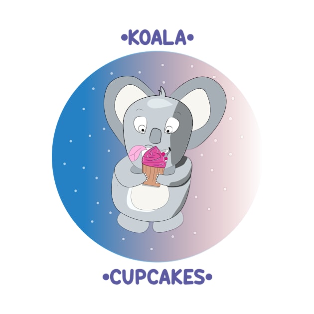 Cute Koala With Cupcake Cartoon Design by VE_Merchandise