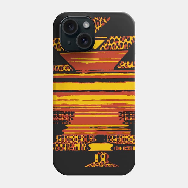 Orange Serape Pattern Leopard Phone Case by Moon Art