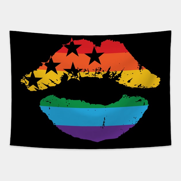 USA Flag Pride Lips Tapestry by Kylie Paul