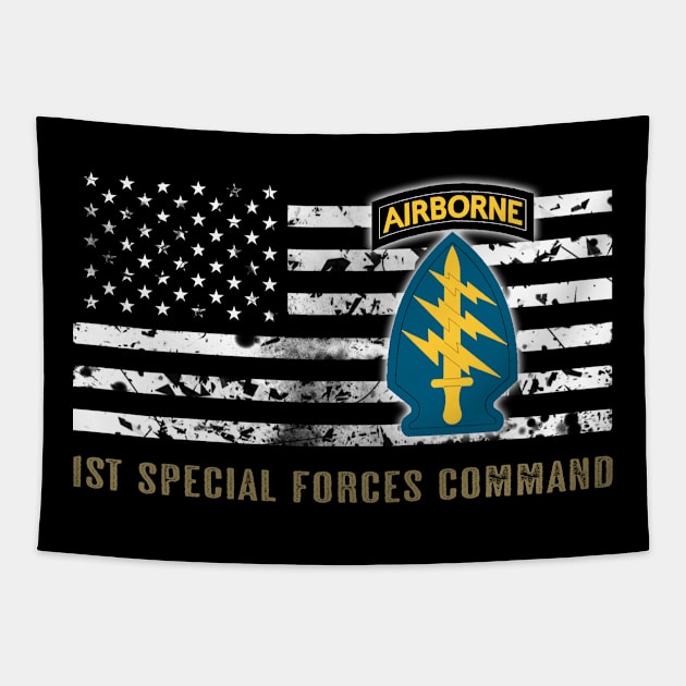 1st Special Forces Command (Distressed Flag) Tapestry by Jared S Davies