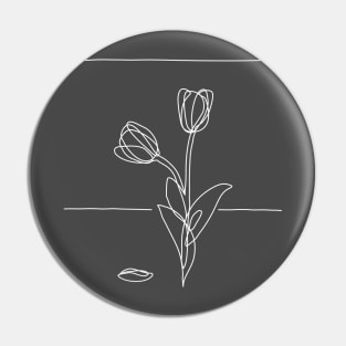 Tulip Flower Line Drawing - White Pin