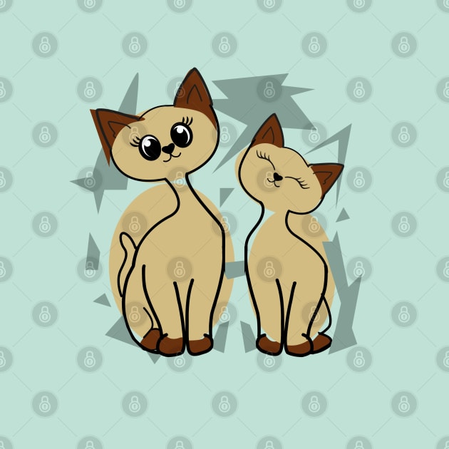 Retro Siamese Cat - Cute Vintage by TopKnotDesign