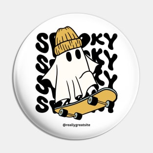 Ghastly Grind: Ghost Skating Halloween Pin