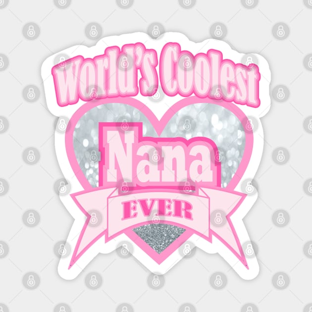 1980s Cute Grey Pink Best Grandma World's Coolest Nana Magnet by Tina