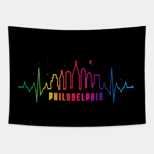 Philadelphia Philly Philly Pride City Skyline EKG Heartbeat Tapestry