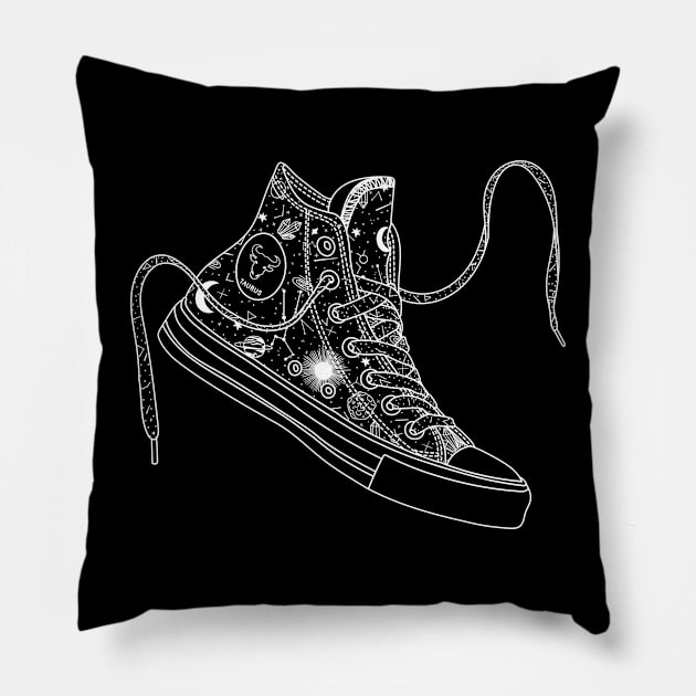 Taurus high tops - Black &amp; White Pillow by MickeyEdwards