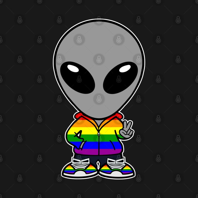 Pride Gray Alien Extraterrestrial Cartoon by SpaceAlienTees