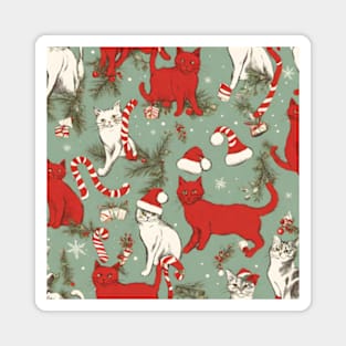 cute cat pattern Christmas theme Magnet