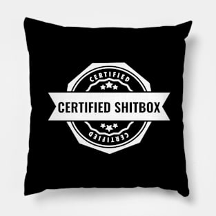 Certified Shitbox - Black Label With Stars And Black Text Circle Design Pillow