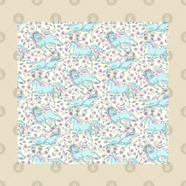 Mystical Unicorn Floral Pattern by Hypnotic Highs