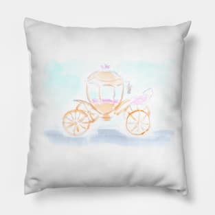 Carriage, transport, fairy tale, journey, road, driver, Cinderella, watercolor, watercolour, hand drawn, drawing, illustration, beautiful, art, Pillow