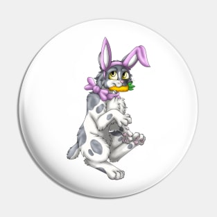 Bobtail BunnyCat: Grey Bicolor (Pink) Pin