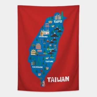 Taiwan Illustrated Map Tapestry