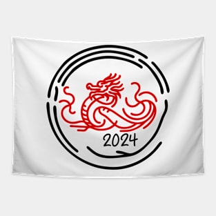 Year of the Wood Dragon: Minimalist Chinese New Year 2024 Art Tapestry