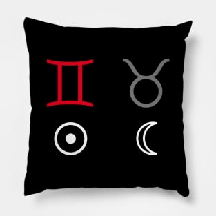 Gemini Sun Taurus Moon Zodiac Sign Pillow