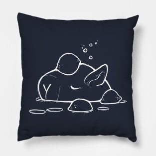 Capybara and Orange [White Lines] Pillow