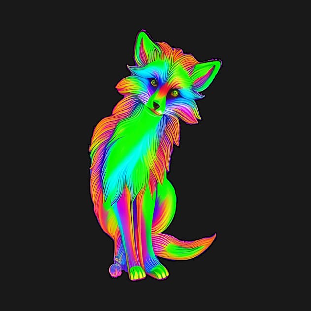 cute neon fox by kakimonkey