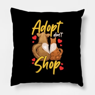 Cute Cat & Dog Adopt Don't Shop Pillow