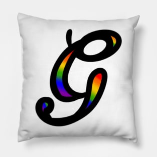 Rainbow Cursive Letter G Pillow