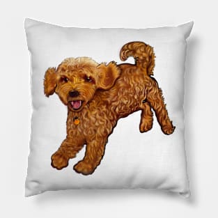 Cavapoo dog playing Cute funny Cavapoo puppy prancing about Dogs just love having fun, puppy love Pillow