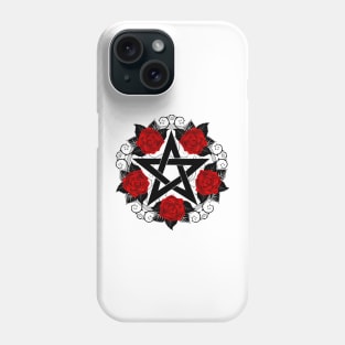 Pentagram with Red Roses Phone Case