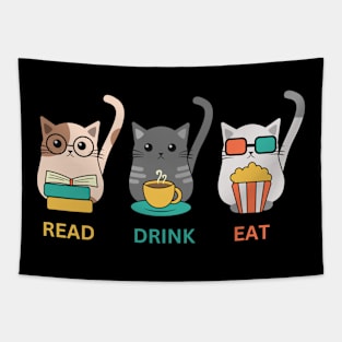 Three Cats Three Moods Tapestry