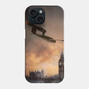 V1 Fling bomb over the houses of parliament London during WW2 Phone Case