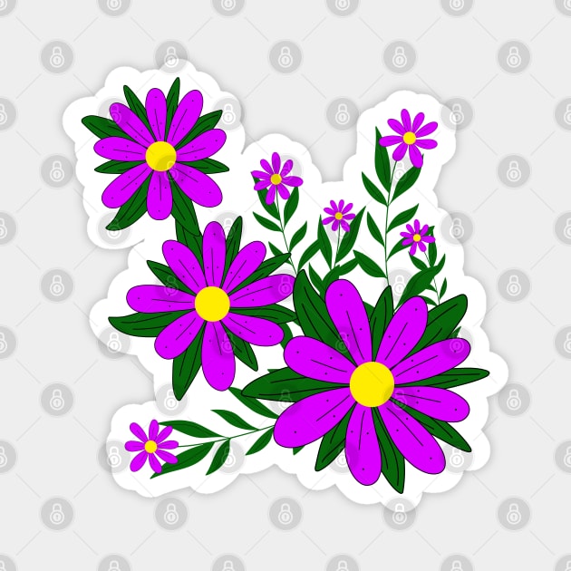 floral pattern blooming flower tendril daisy blooms Magnet by rh_naturestyles