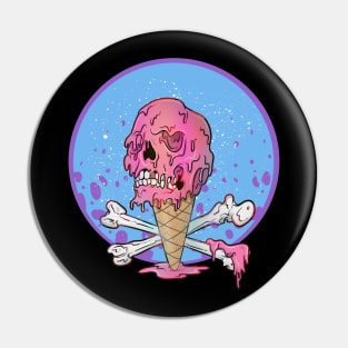 Screaming Ice Cream Dripping Skull Pin