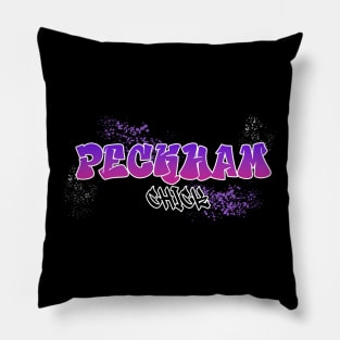 Peckham Chick I Graffiti Design I Neon Colors I Purple Pillow