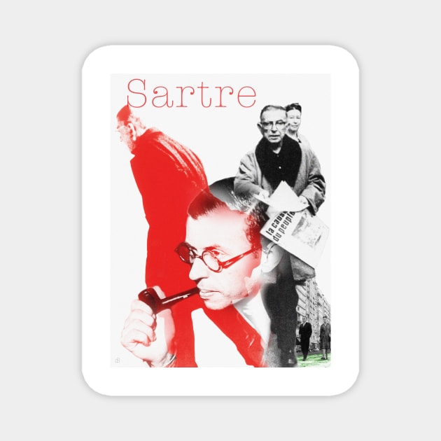 Jean Paul Sartre Collage Portrait Magnet by Dez53