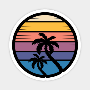 Retro Style Sunset Beach Pal Tree Magnet