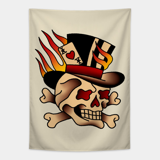 Skull Tattoo Designs Skull And Top Hat Flaming Top Hat Skull
