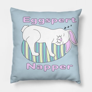 Eggspert Napper - Easter Bunny Sleeping on a Decorated Egg Pillow